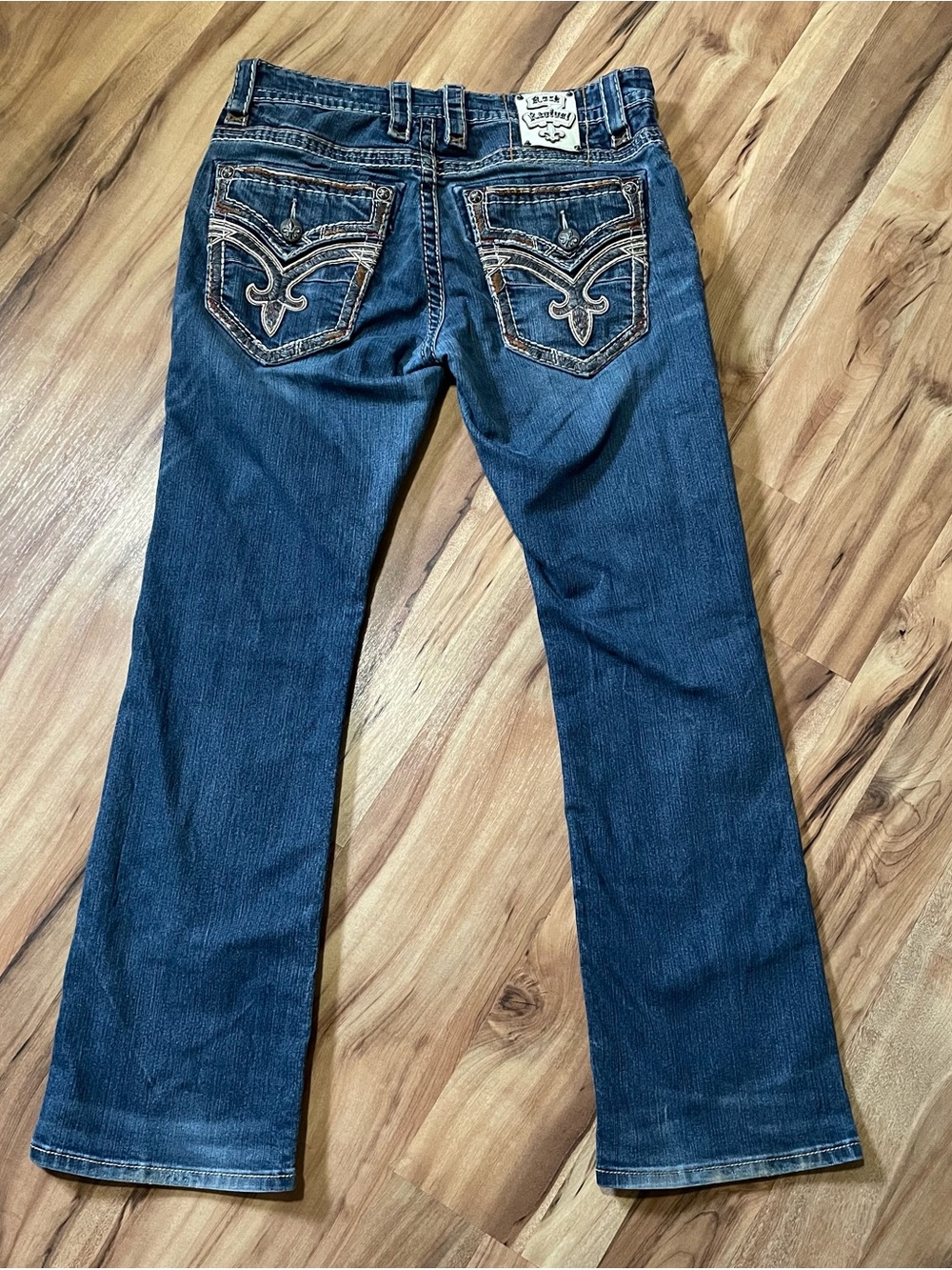 Rock Revival Joel Slim Boot Cut Jeans Size 33 Y2K Aesthetic Thick Stitching